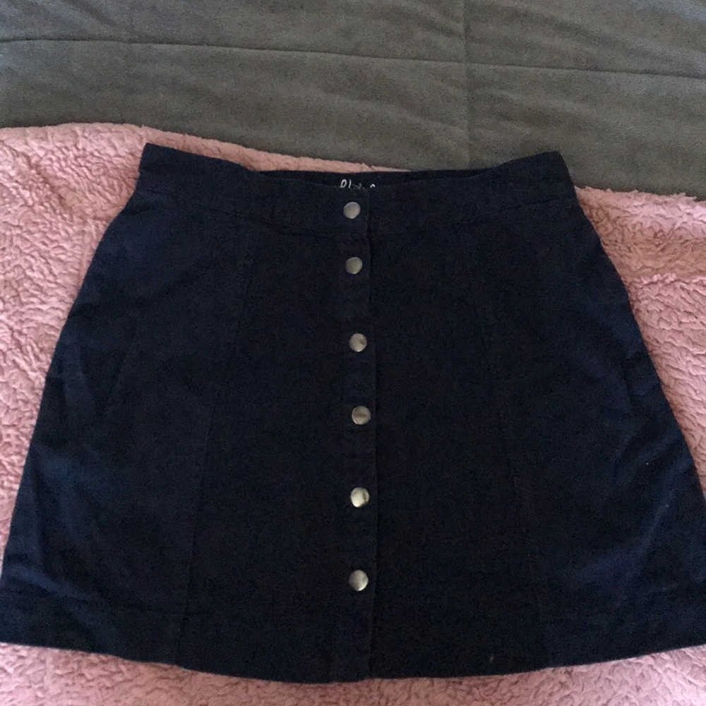 Navy blue button-up skirt with pockets